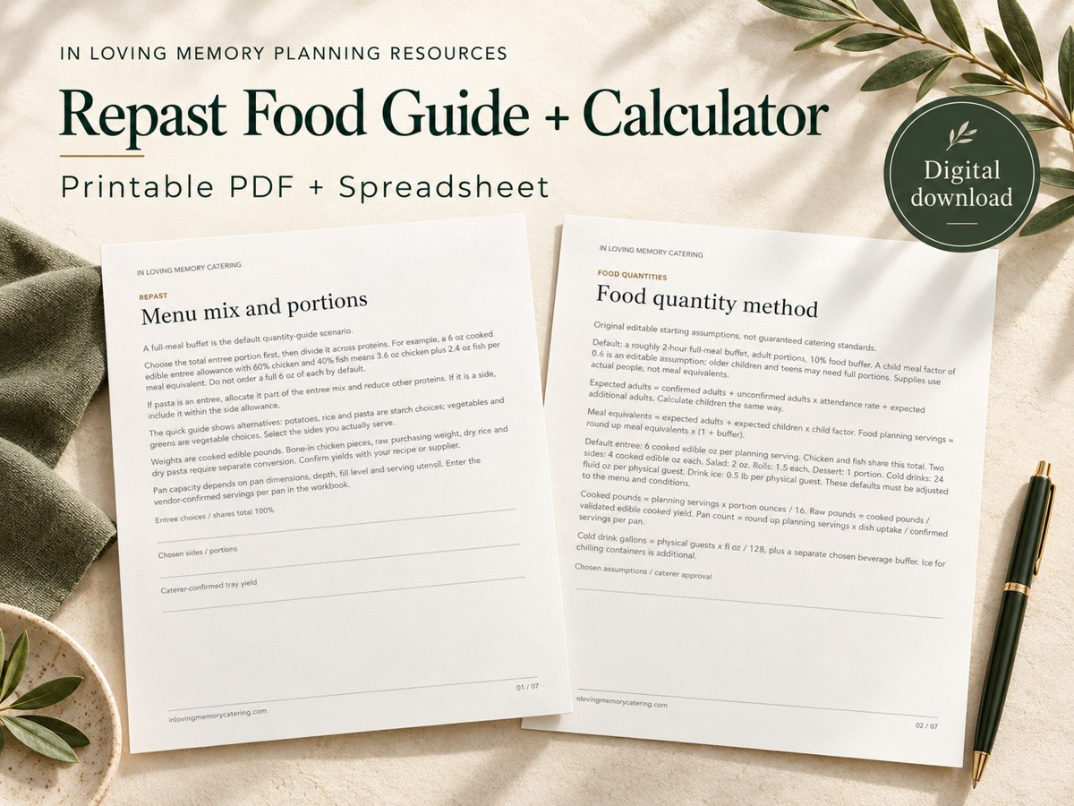 Digital food quantity guide and calculator mockup