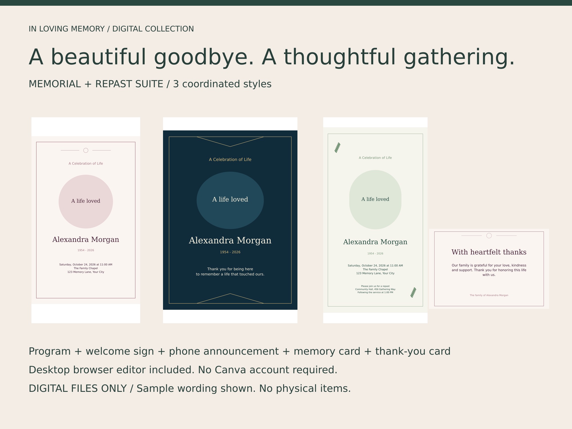 Coordinated memorial design collection