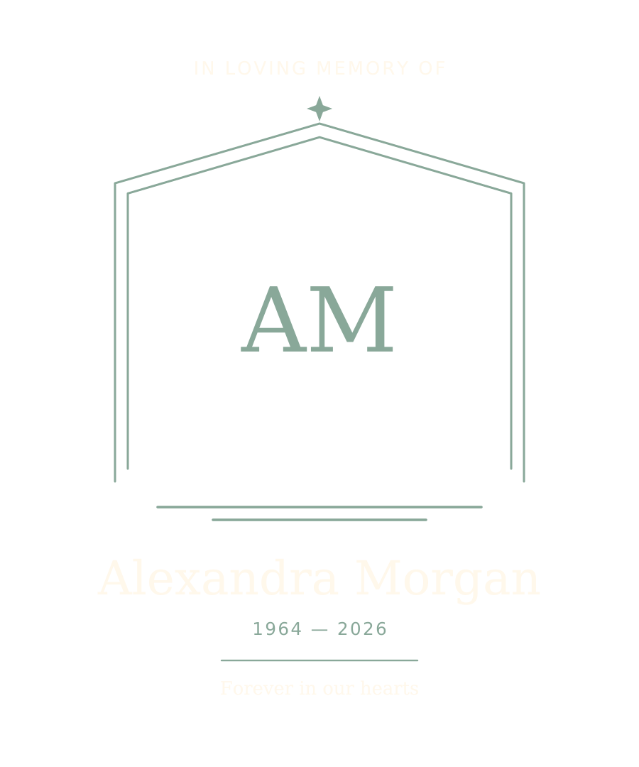 A Lasting Legacy sample artwork with a sage geometric frame